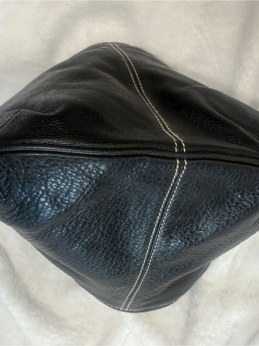 Vintage Lauren Ralph Lauren Black Pebbled Leather Braided-Handle Shoulder Bag - Picture 3 of 8